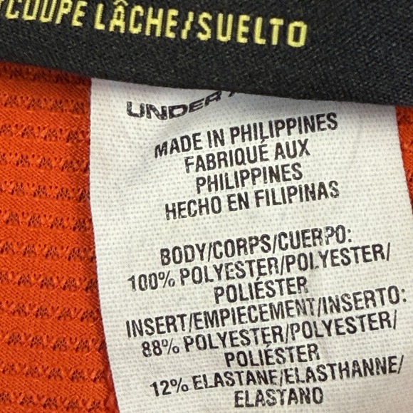 Under Armour Orange Loose Athletic Training Gym Shorts Mens Large With Pockets - Picture 3 of 4